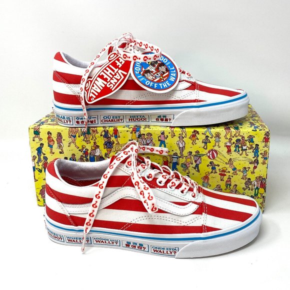 💖MEGA SALE💖VANS x Where's Waldo Red White Old Skool Low Women's VN0A3WKT3UV - Picture 1 of 14